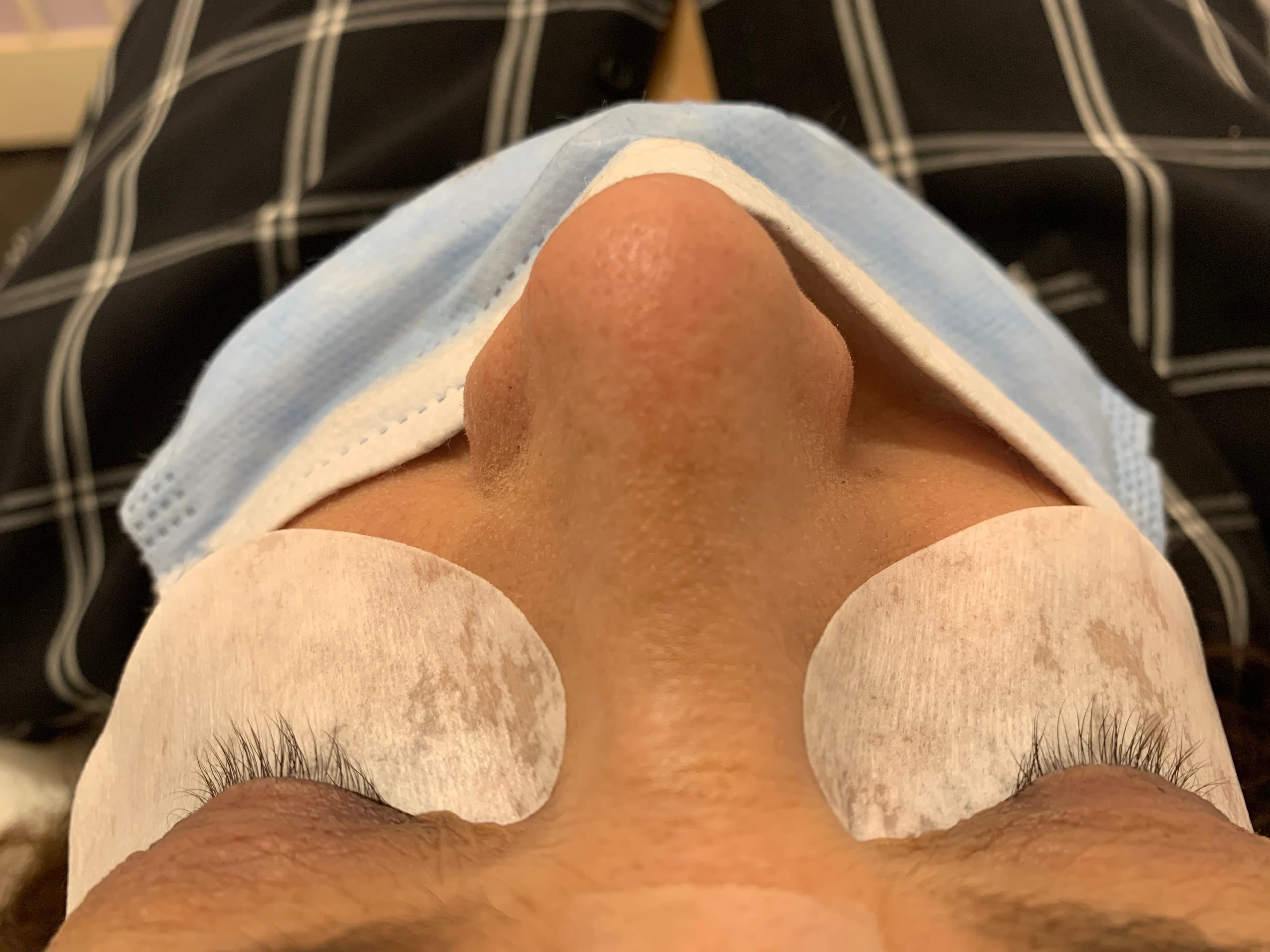 Natural lashes prepped before extensions