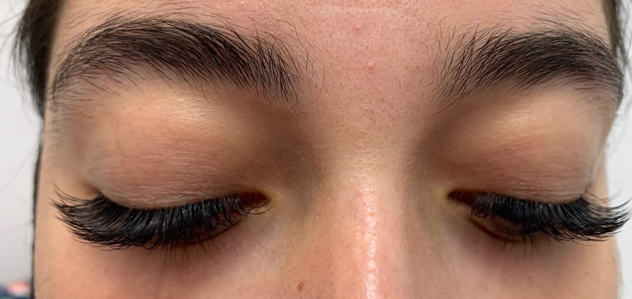 Volume eyelash extensions, both eyes