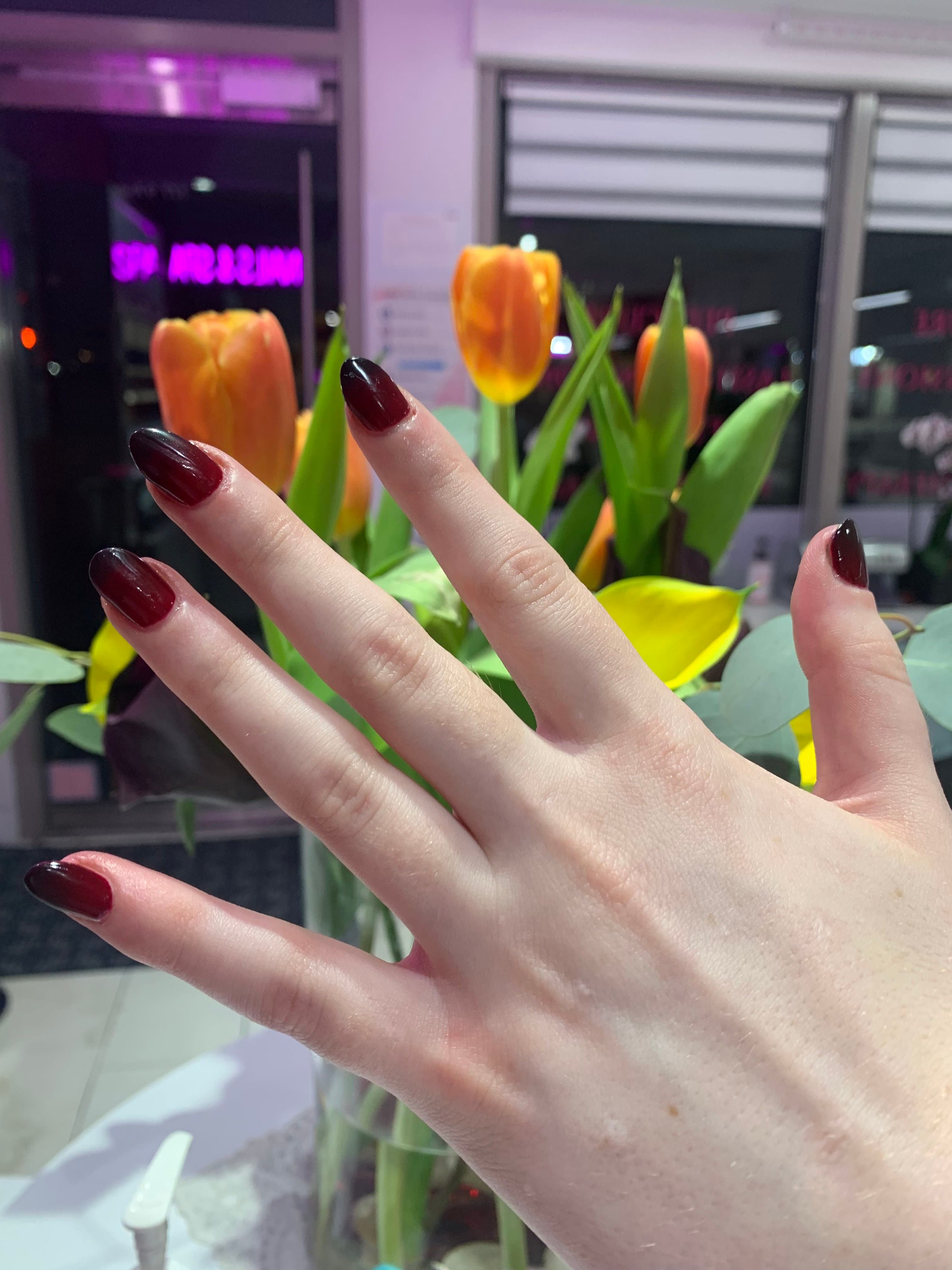 Deep wine almond nails